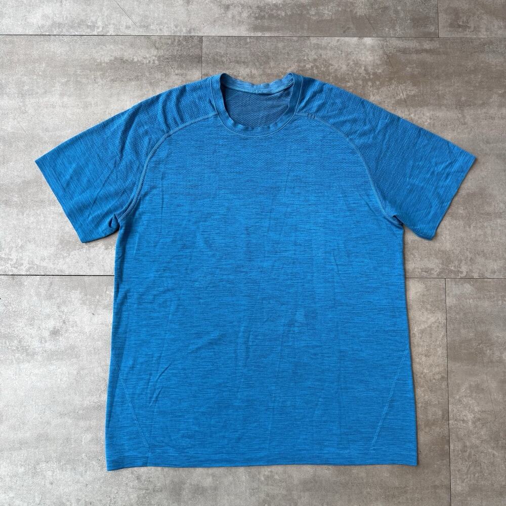 Lululemon Shirt Mens Large Blue Breathable Crewneck Athletic T-Shirt Blue - EUC